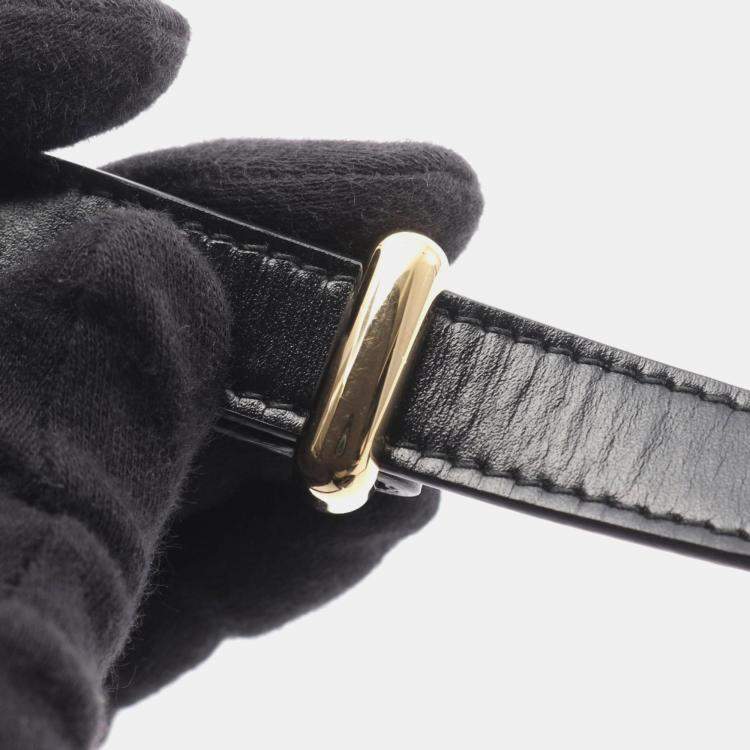 Pre Owned Prada Emblem Box Calf Shoulder Bag Leather Black