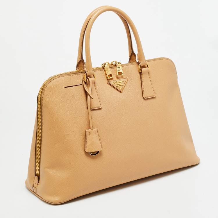 Pre Owned Prada Large Promenade Beige Saffiano Lux Leather Satchel