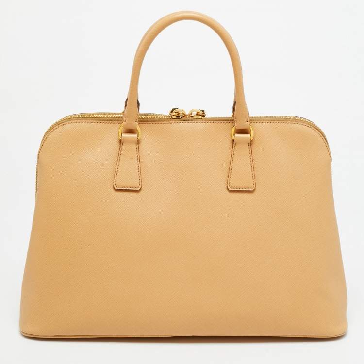 Pre Owned Prada Large Promenade Beige Saffiano Lux Leather Satchel