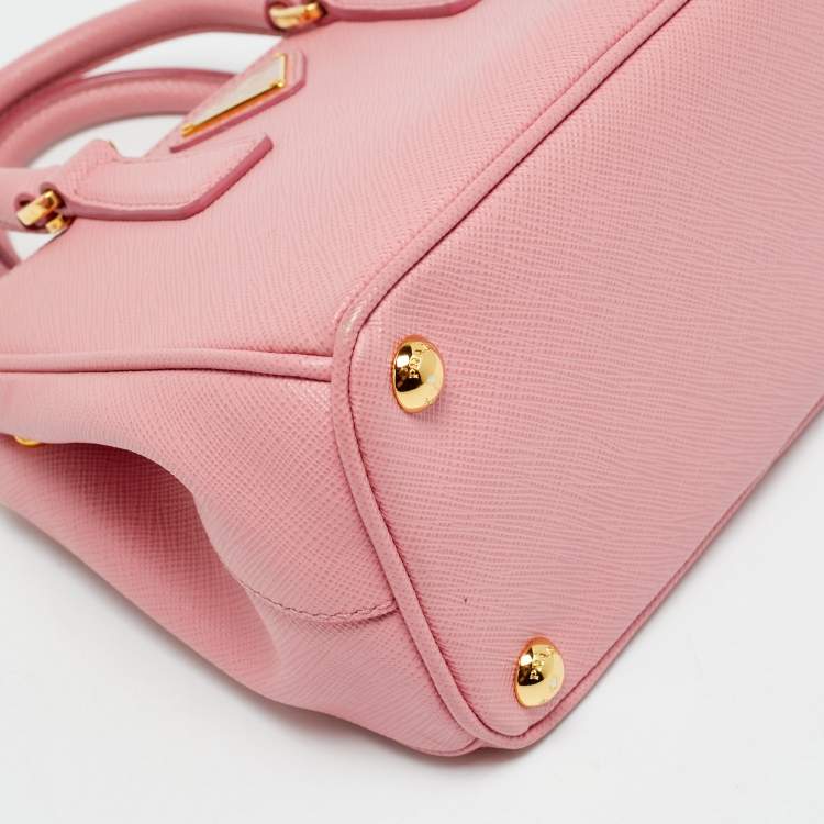 Pre Owned Prada Double Zip Mini Pink Saffiano Lux Leather Tote