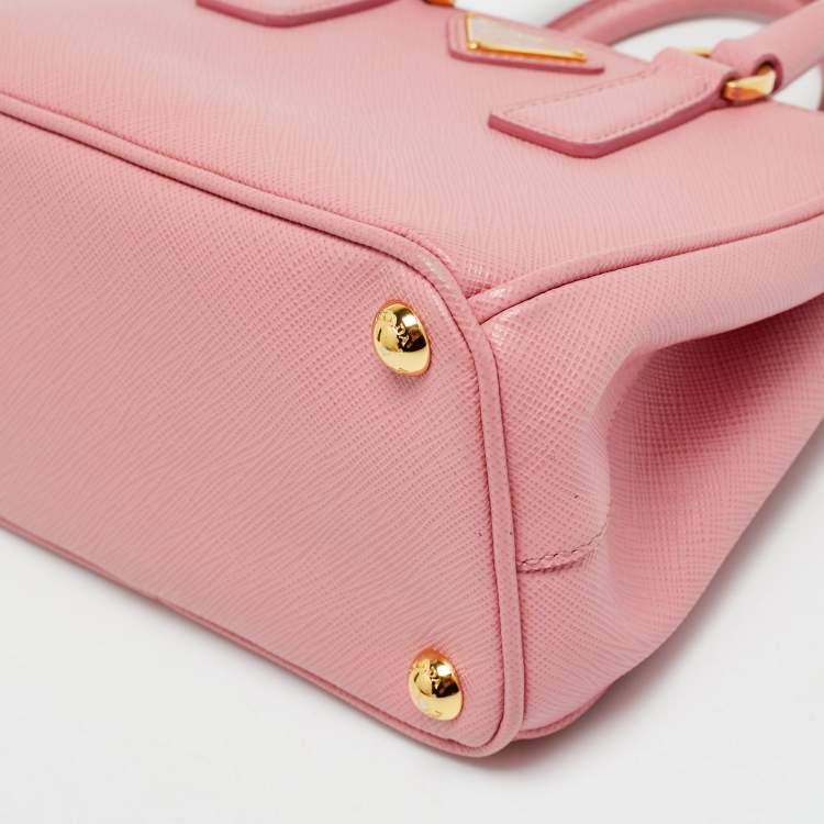 Pre Owned Prada Double Zip Mini Pink Saffiano Lux Leather Tote