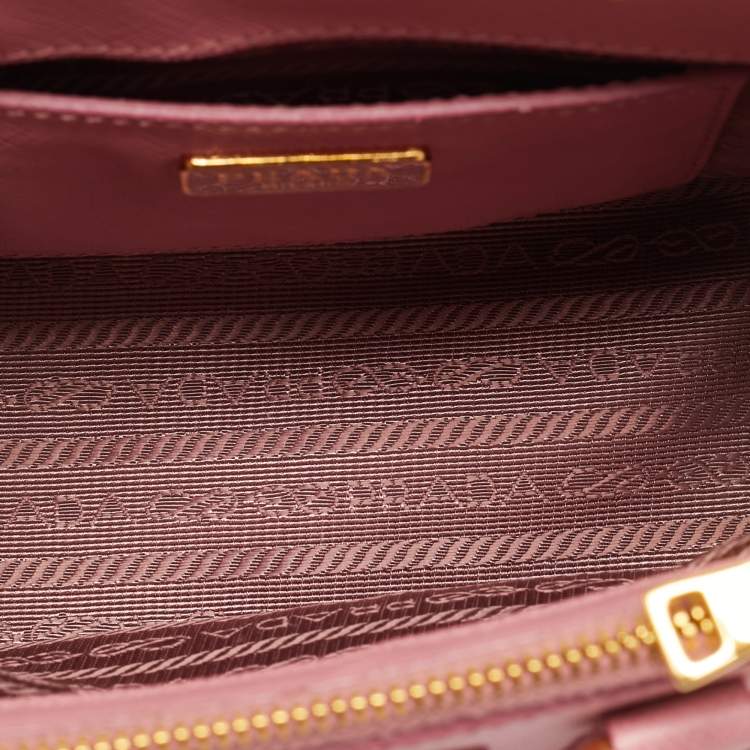 Pre Owned Prada Double Zip Mini Pink Saffiano Lux Leather Tote