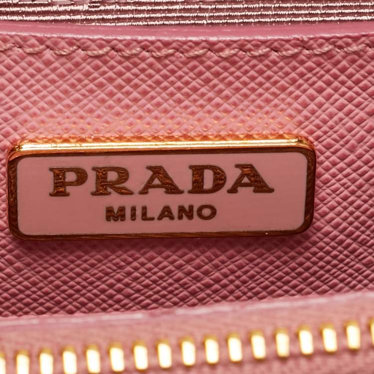 Pre Owned Prada Double Zip Mini Pink Saffiano Lux Leather Tote