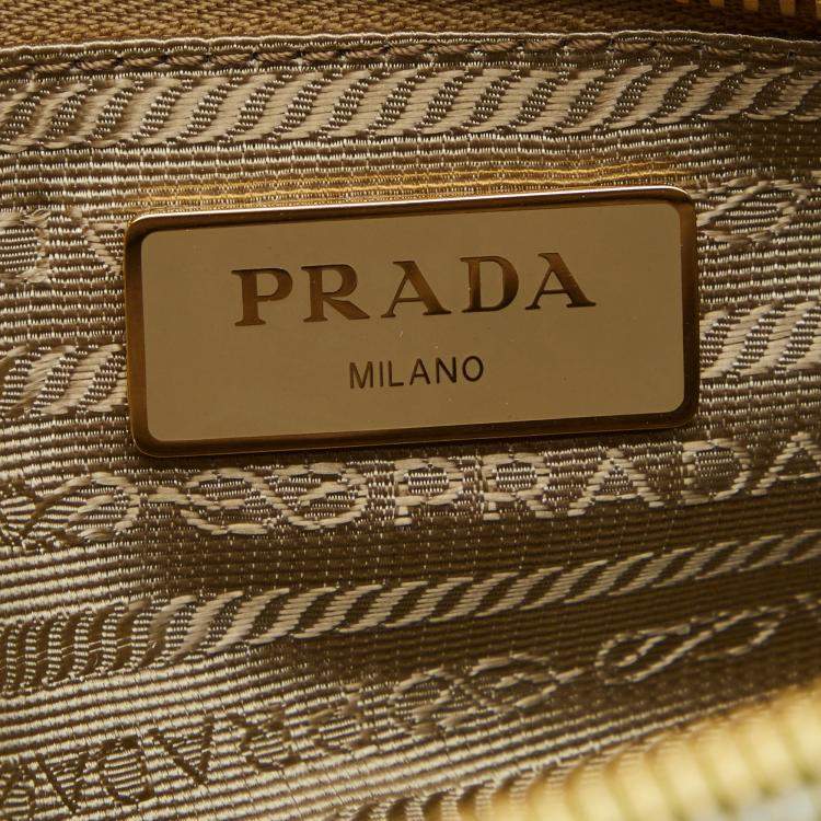 Pre Owned Prada Green Vitello Shine Leather Chain Link Bowler Bag