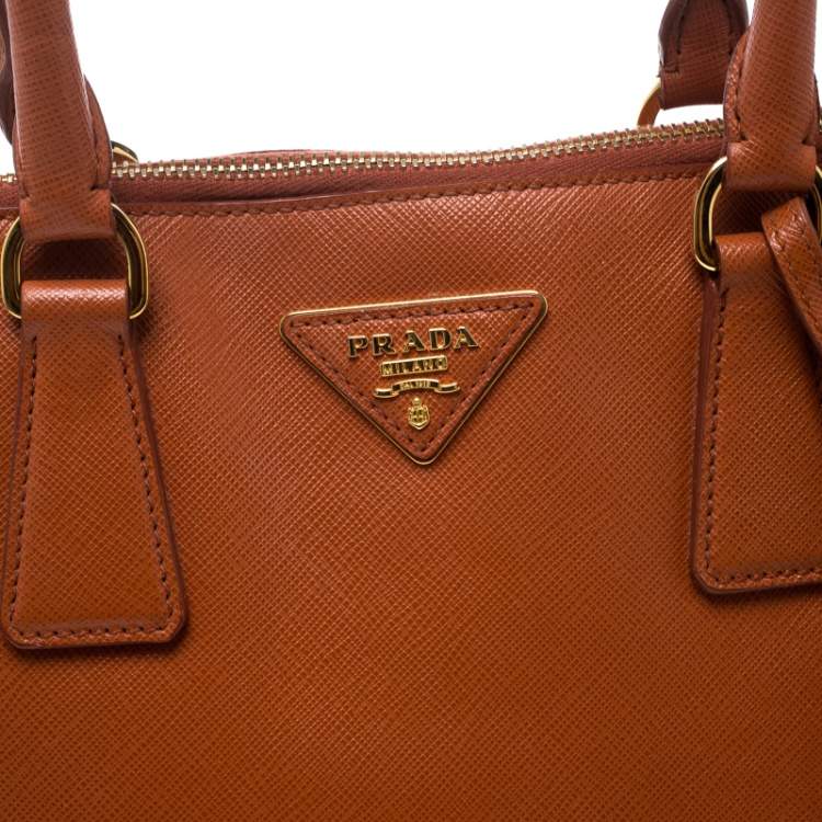 Pre Owned Prada Orange Saffiano Lux Leather Promenade Tote