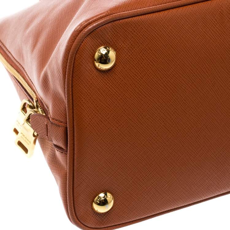 Pre Owned Prada Orange Saffiano Lux Leather Promenade Tote