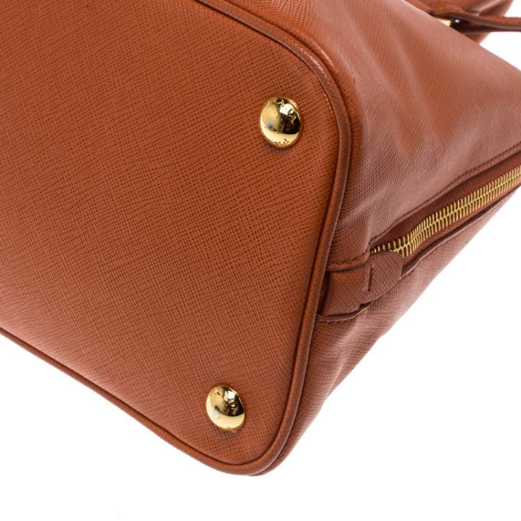 Pre Owned Prada Orange Saffiano Lux Leather Promenade Tote