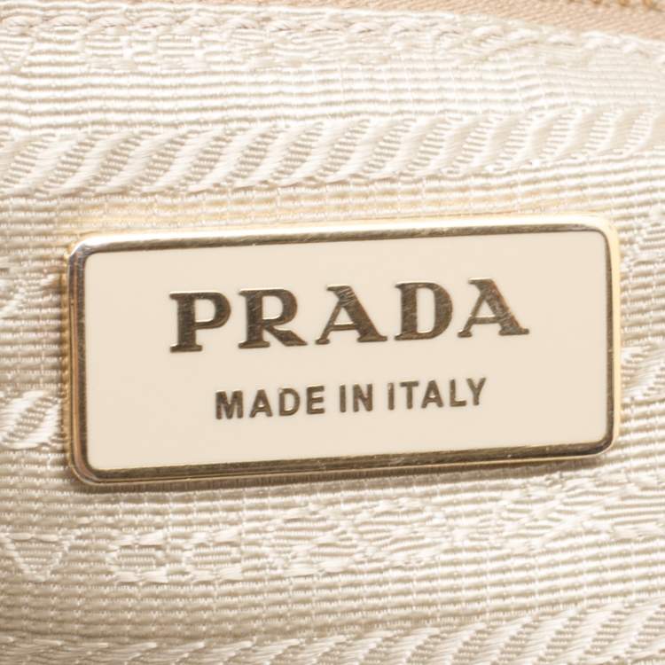 Pre Owned Prada Beige Leather Top Handle Bag