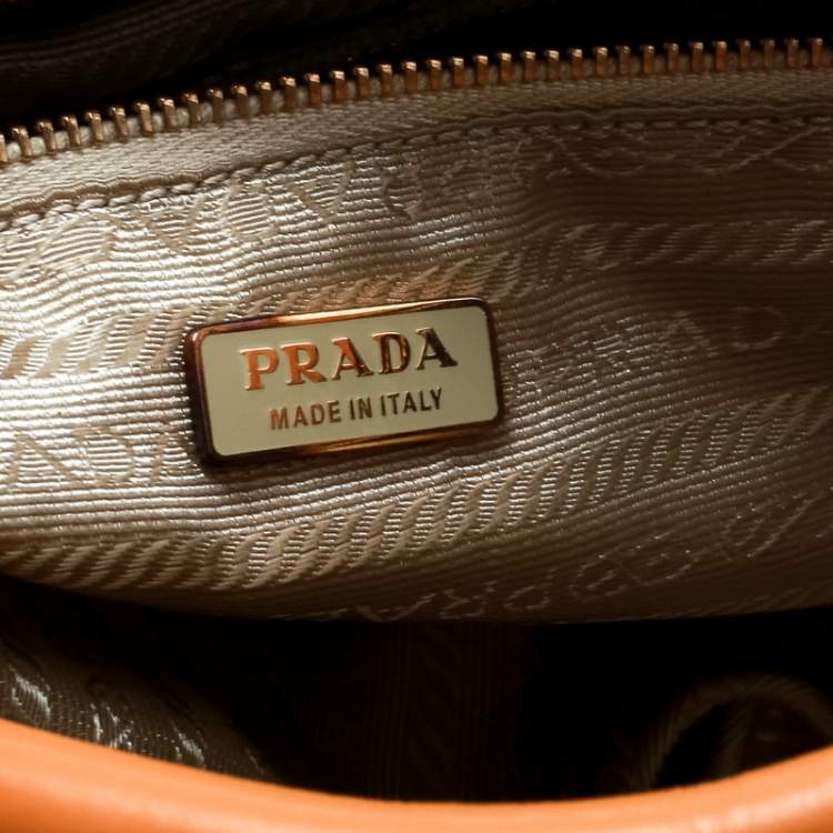 Pre Owned Prada Orange Leather Bowler Bag