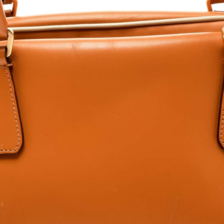 Pre Owned Prada Orange Leather Bowler Bag