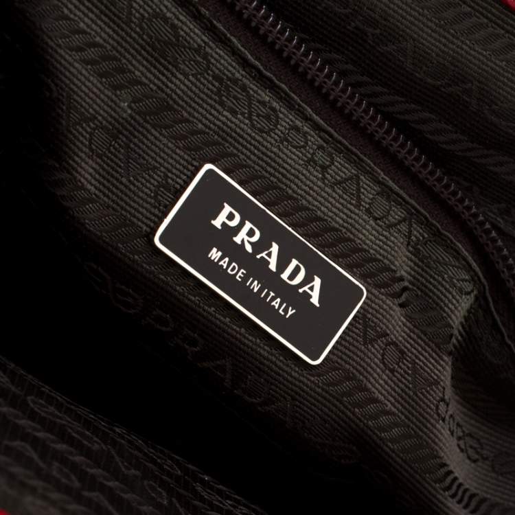 Pre Owned Prada Dark Brown/Leather Canvas and Leather Cerniera Frame Satchel 