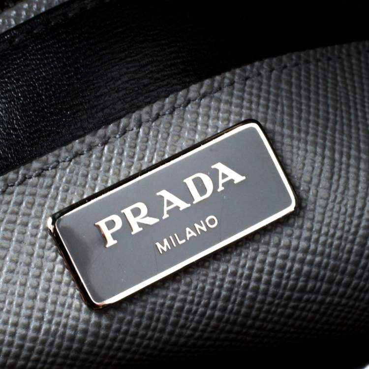 Pre Owned Prada Grey Saffiano Leather Twin Tote