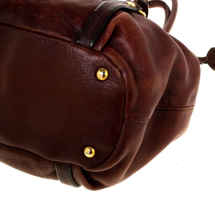 Pre Owned Prada Copper Leather Vitello Daino Hobo 