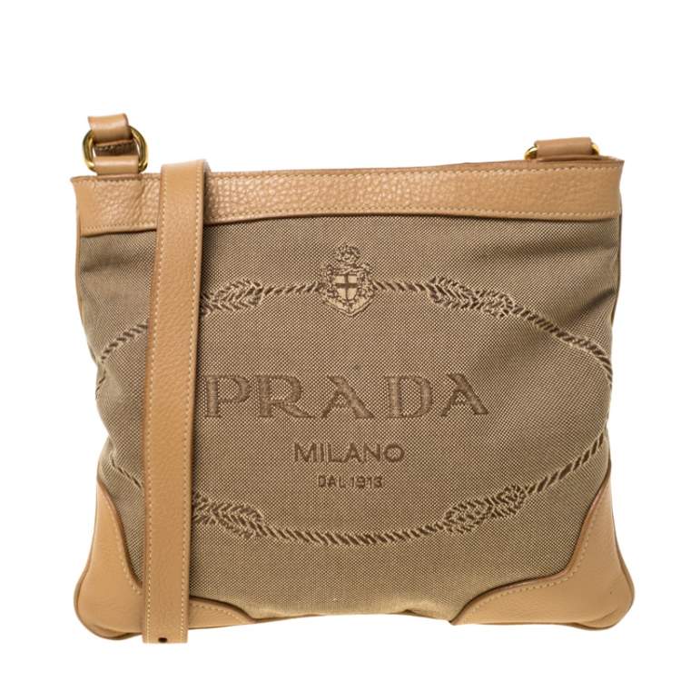 Prada Jacquard Fabric Trim Crossbody Bag