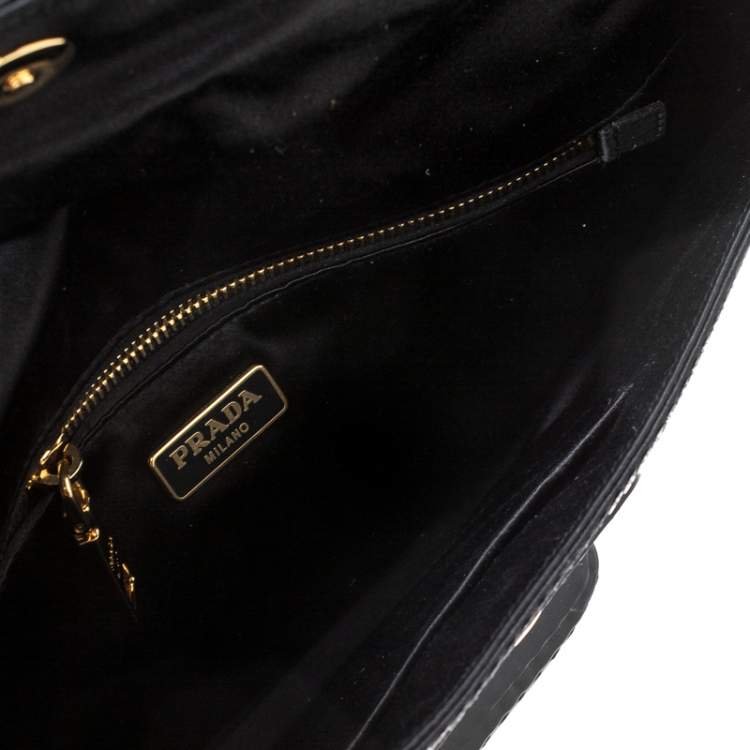 Pre Owned Prada Black/Orange Stripe Sequins Righe Clutch