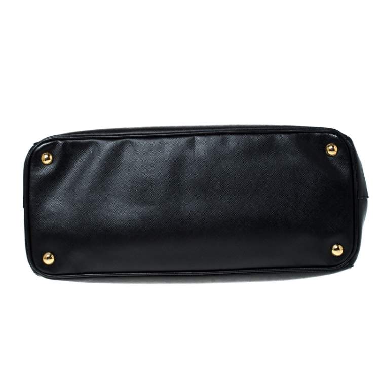 Pre Owned Prada Black Saffiano Lux Leather Large Double Zip Tote