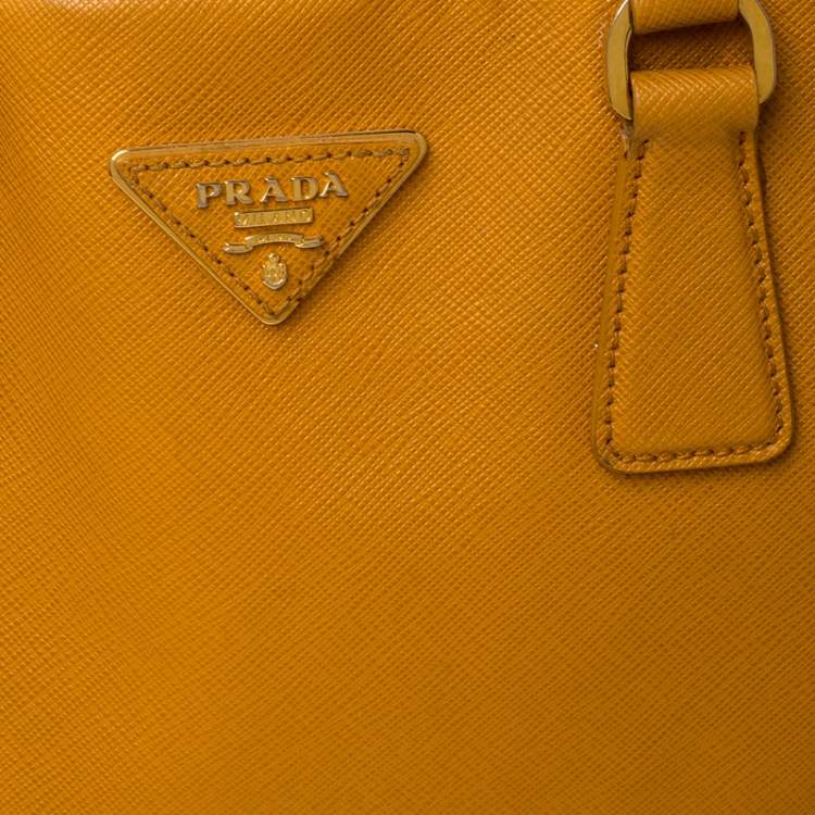 Pre Owned Pada Orange Saffiano Leather Convertible Open Tote
