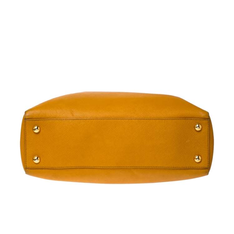 Pre Owned Pada Orange Saffiano Leather Convertible Open Tote