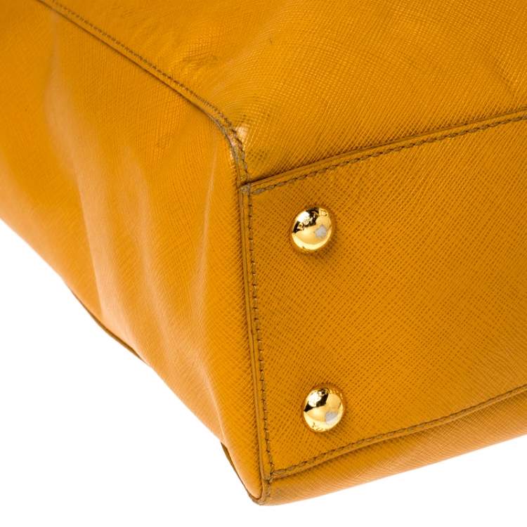 Pre Owned Pada Orange Saffiano Leather Convertible Open Tote
