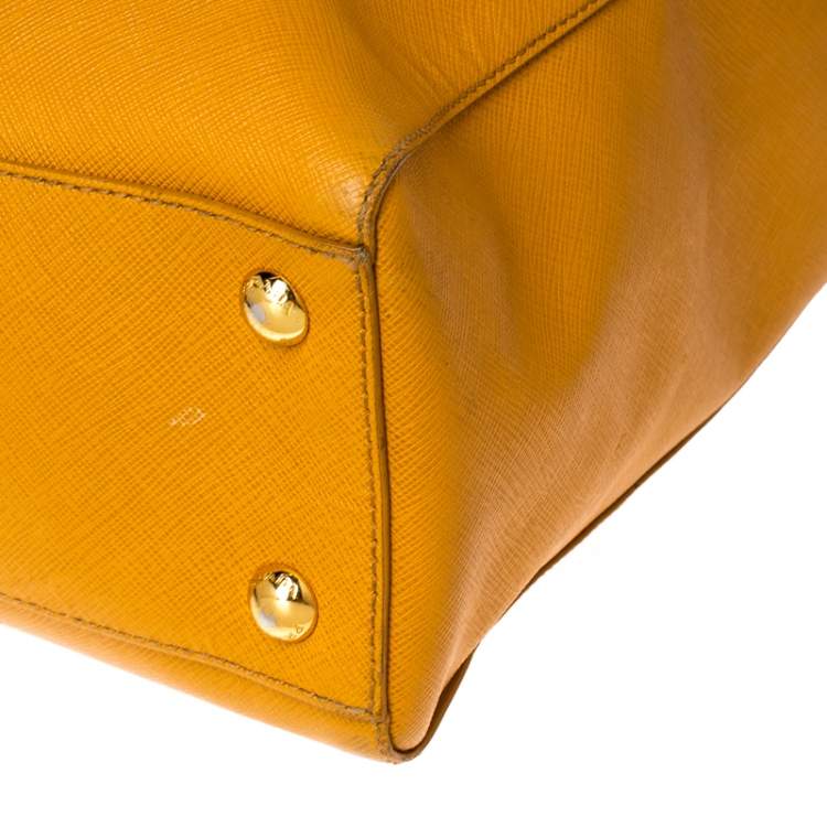 Pre Owned Pada Orange Saffiano Leather Convertible Open Tote