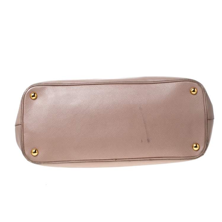Pre Owned Prada Beige Saffiano Lux Leather Large Double Zip Tote