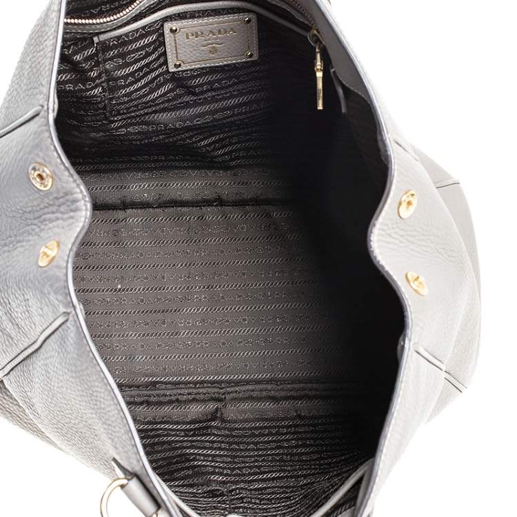 Pre Owned Prada Grey Leather Vitello Daino Tote