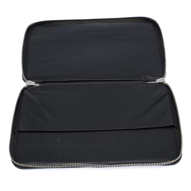 Pre Owned Prada Grey Saffiano Leather Small Zip Around Portfolio