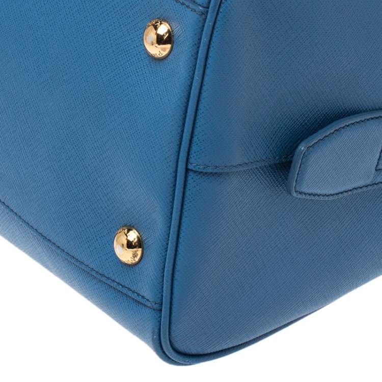 Pre Owned Prada Blue Saffiano Lux Leather Boston Bag