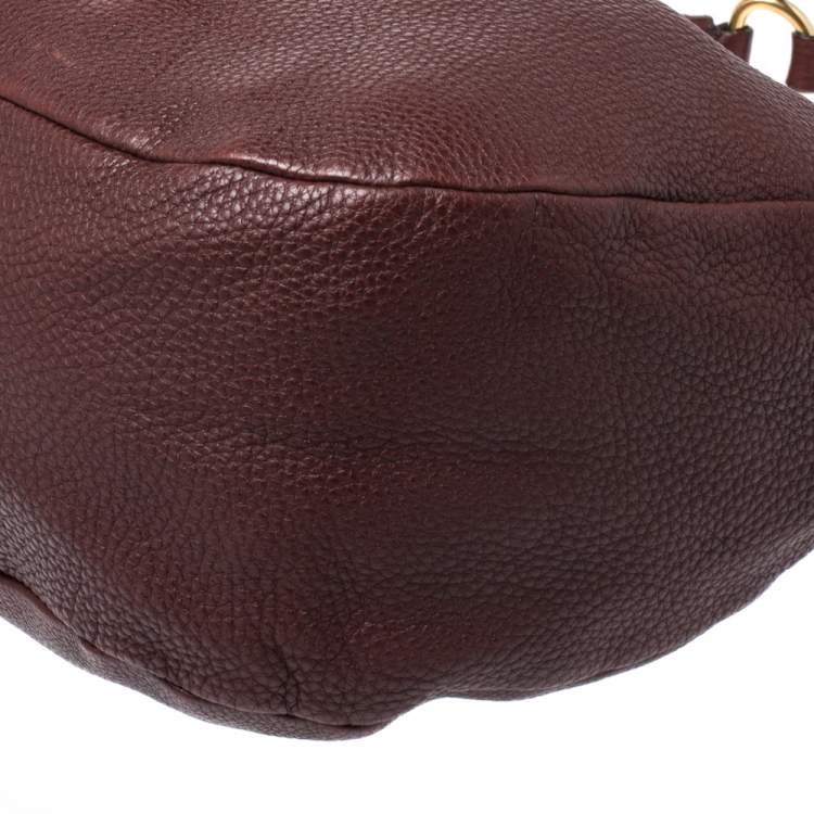 Pre Owned Prada Burgundy Leather Vitello Daino Hobo