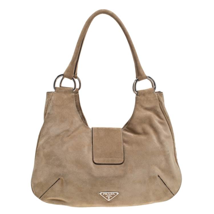 Pre Owned Prada Cammello Suede Camoscio Hobo