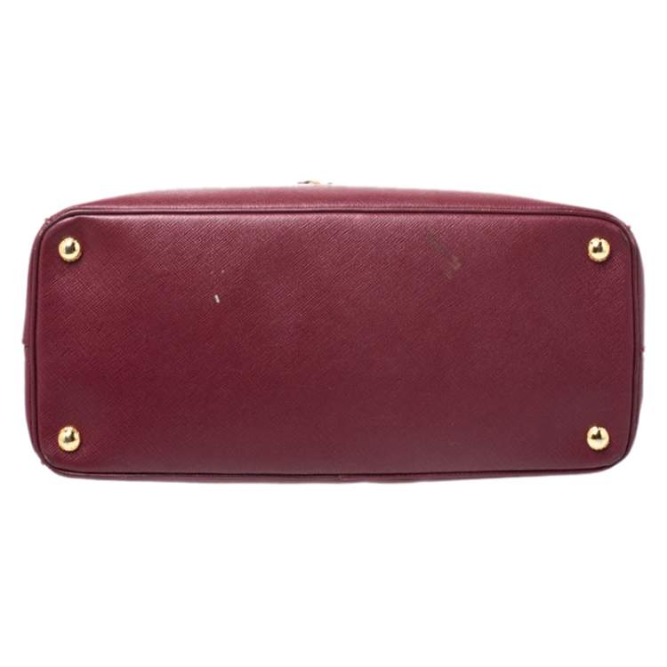 Pre Owned Prada Red Saffiano Lux Leather Medium Galleria Double Zip Tote