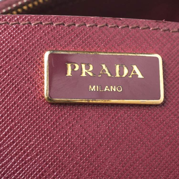Pre Owned Prada Red Saffiano Lux Leather Medium Galleria Double Zip Tote