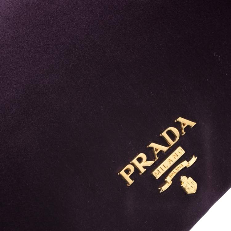 Pre Owned Prada Purple Raso Satin Flap Clutch