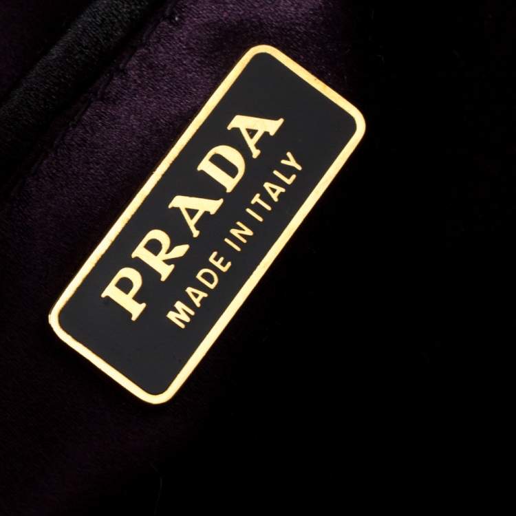 Pre Owned Prada Purple Raso Satin Flap Clutch