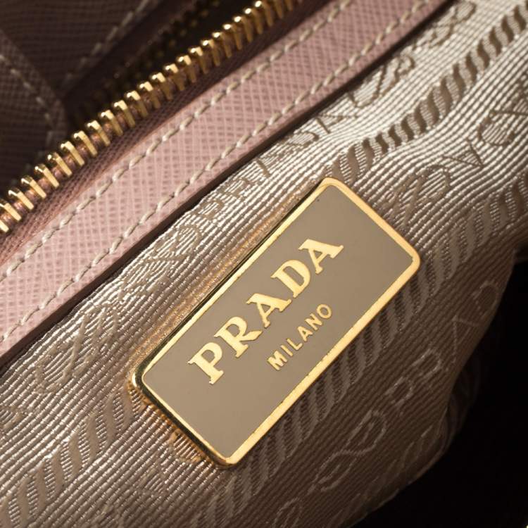Pre Owned Prada Nude Saffiano Lux Leather Small Galleria Tote