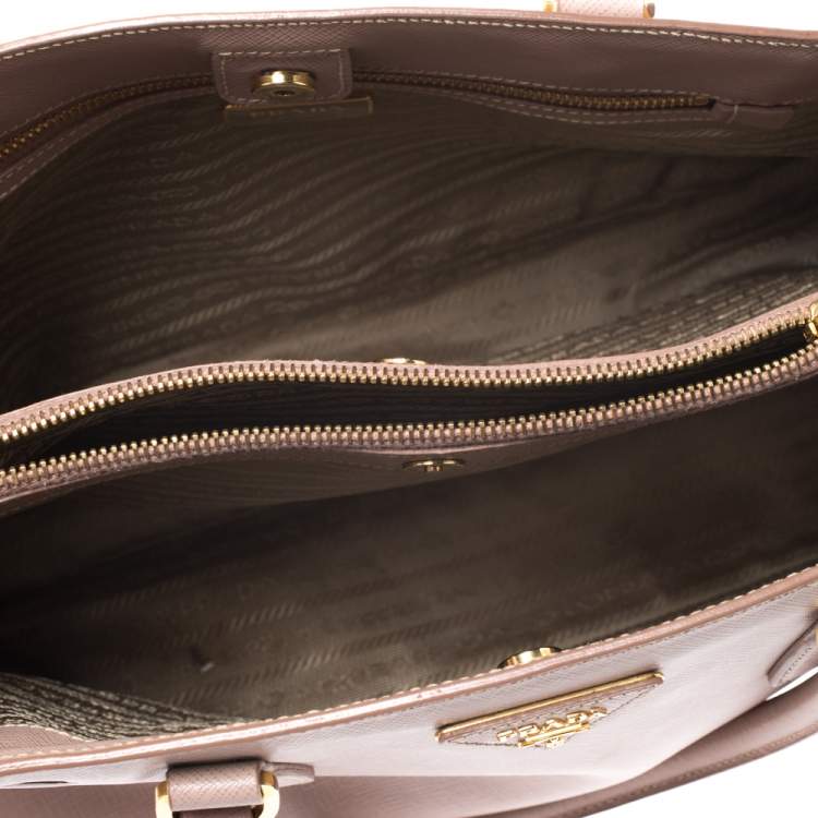 Pre Owned Prada Nude Saffiano Lux Leather Small Galleria Tote