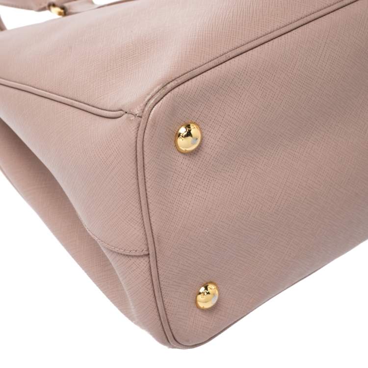 Pre Owned Prada Nude Saffiano Lux Leather Small Galleria Tote