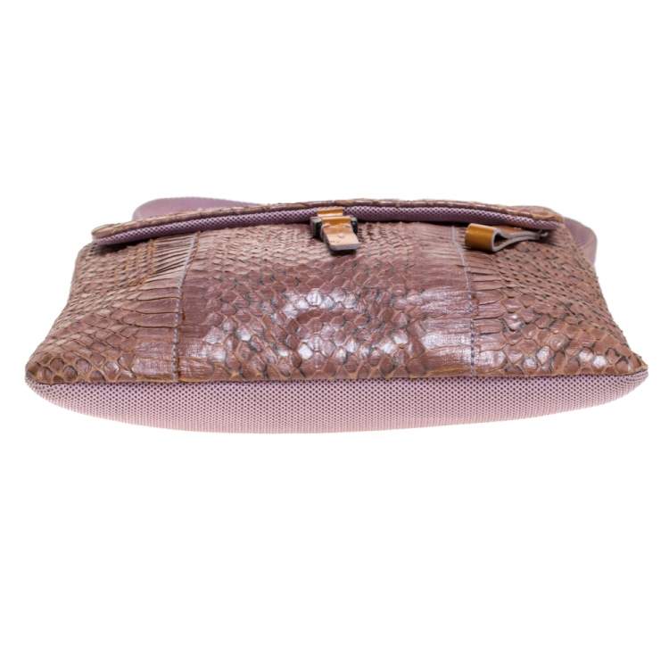 Pre Owned Prada Pink Python and Nylon Messenger Bag