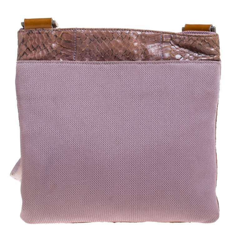 Pre Owned Prada Pink Python and Nylon Messenger Bag