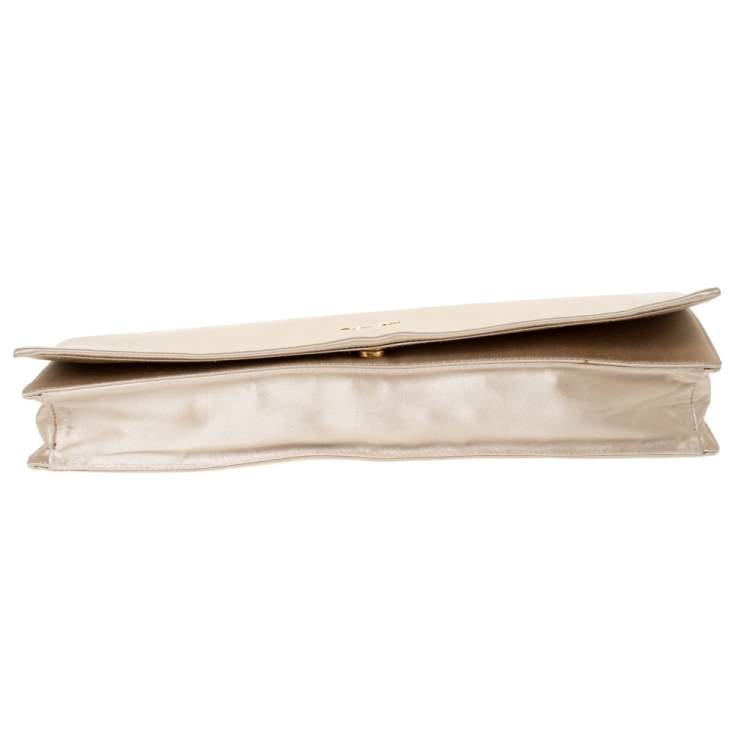 Pre Owned Prada Beige Satin Oversize Clutch