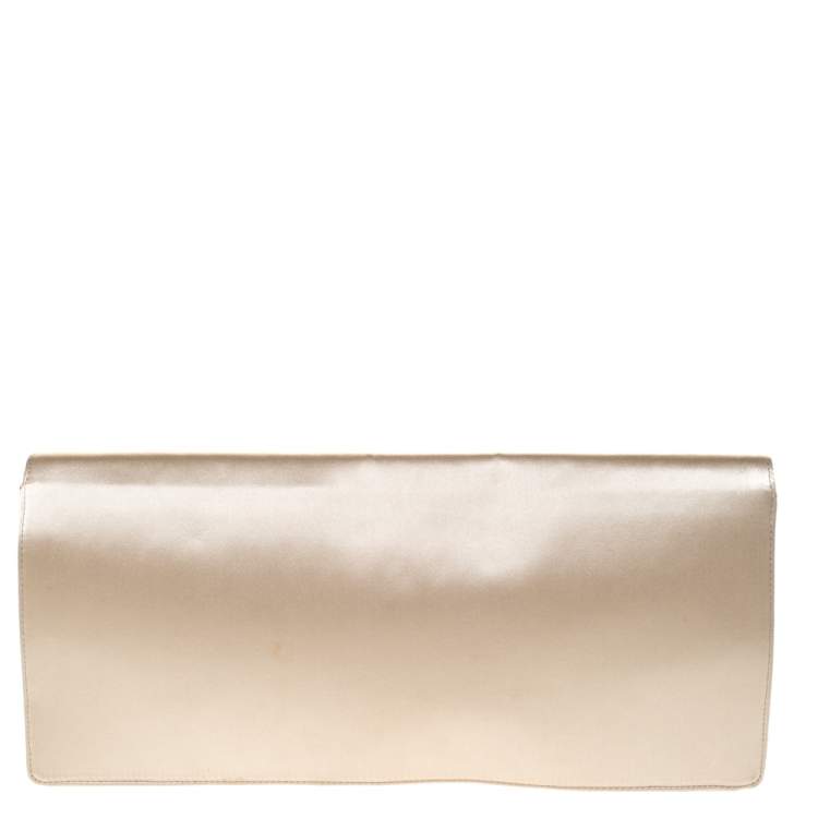 Pre Owned Prada Beige Satin Oversize Clutch