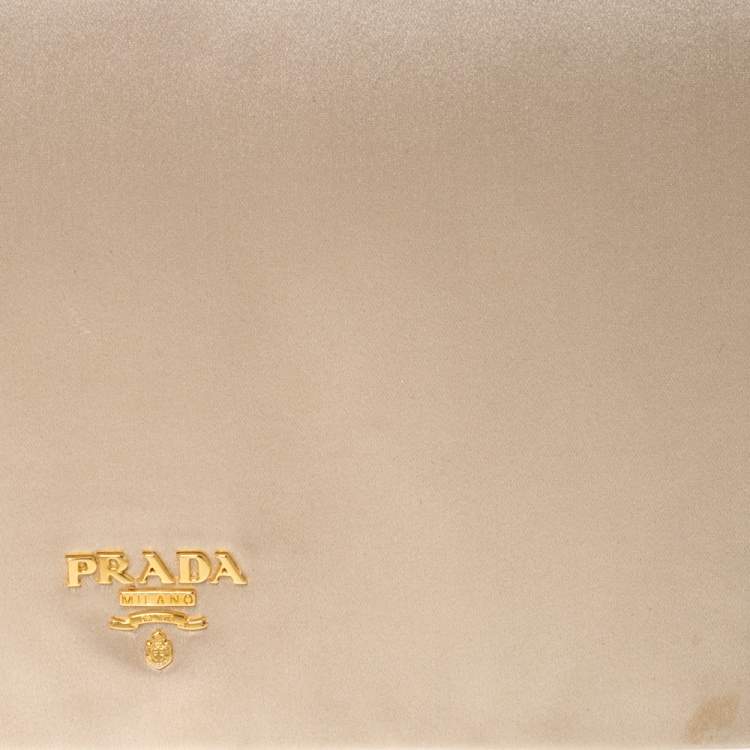 Pre Owned Prada Beige Satin Oversize Clutch