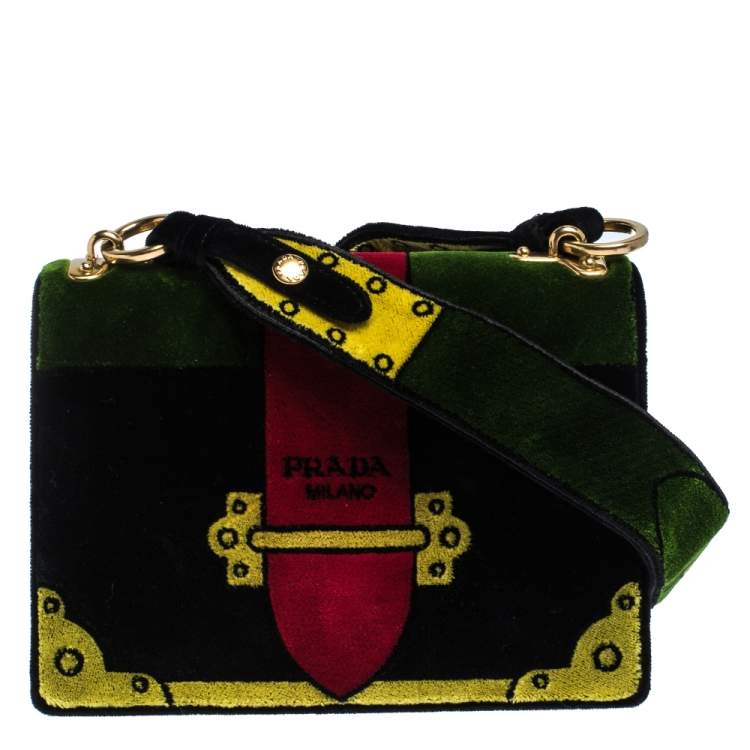 Prada Cahier Velvet Clutch Bag Multicolor