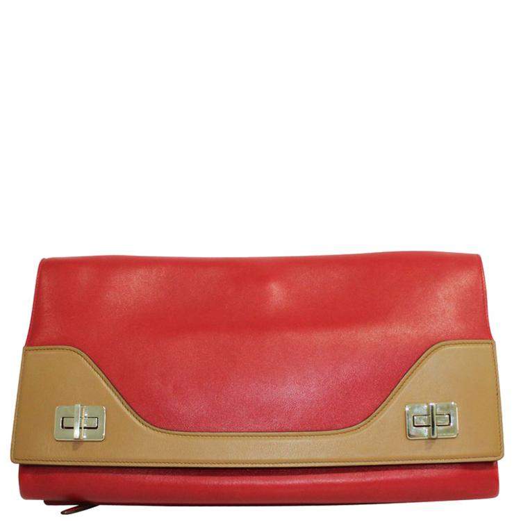 prada red leather shoulder bag