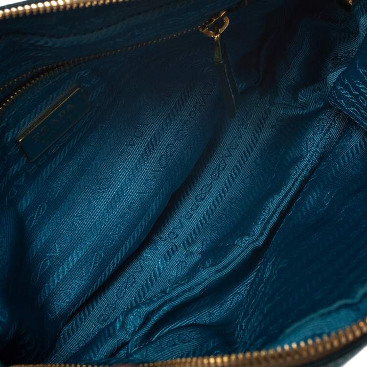 Pre Owned Prada Blue Ostrich Bauletto Satchel