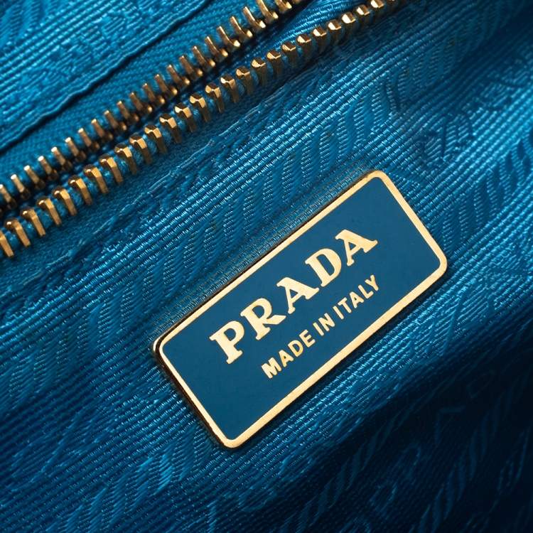 Pre Owned Prada Blue Ostrich Bauletto Satchel