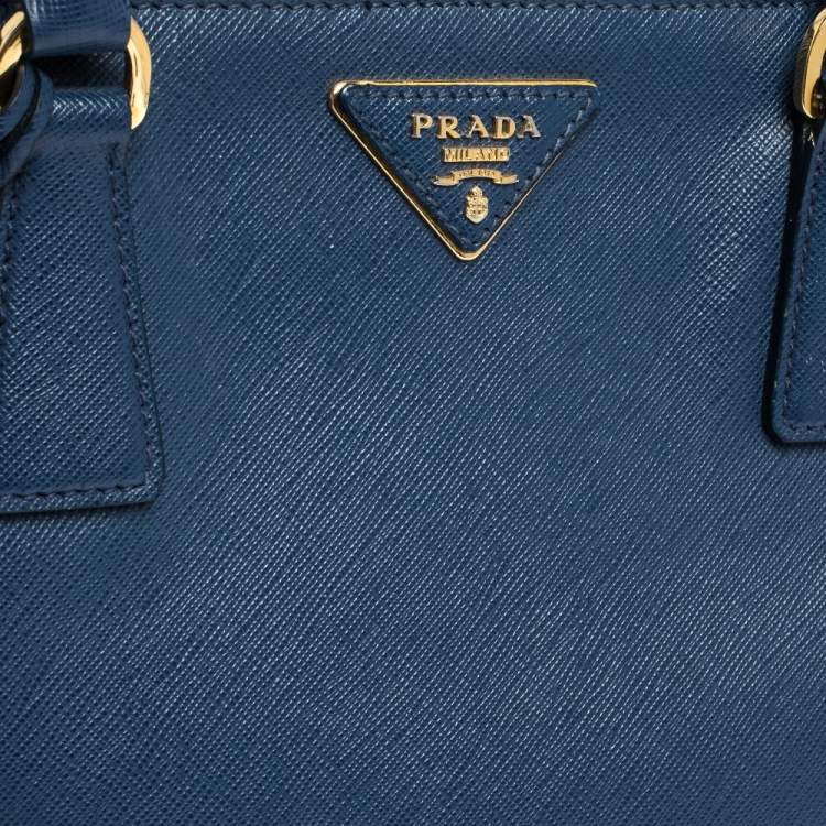 Pre Owned Prada Blue Saffiano Lux Leather Medium Galleria Tote