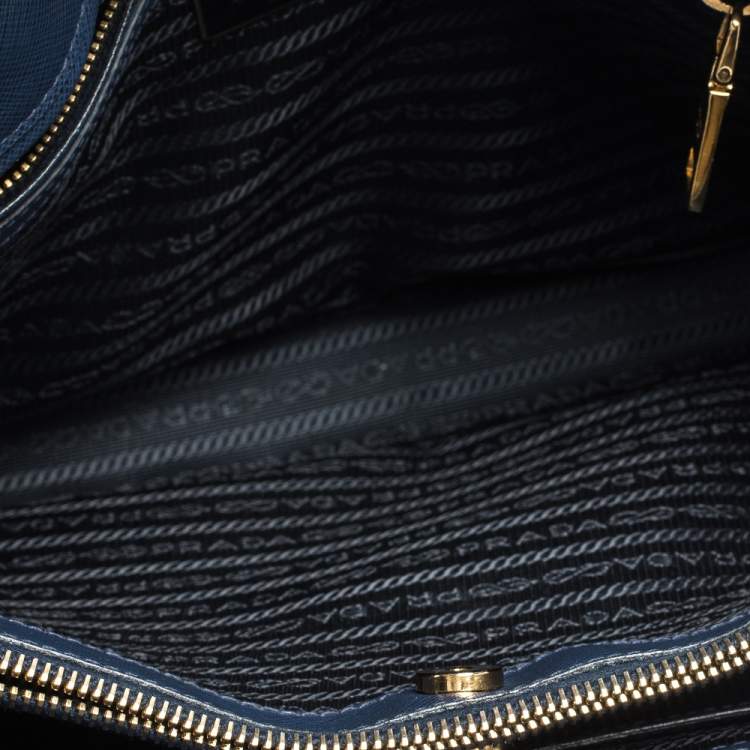 Pre Owned Prada Blue Saffiano Lux Leather Medium Galleria Tote