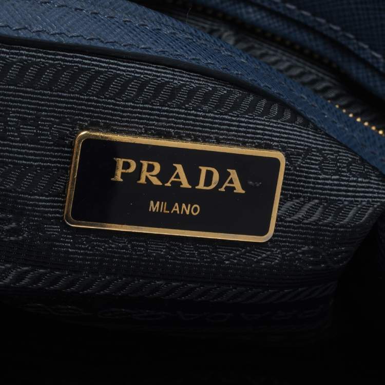 Pre Owned Prada Blue Saffiano Lux Leather Medium Galleria Tote