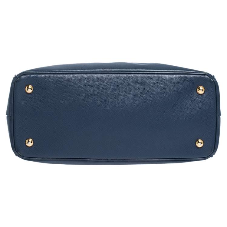 Pre Owned Prada Blue Saffiano Lux Leather Medium Galleria Tote